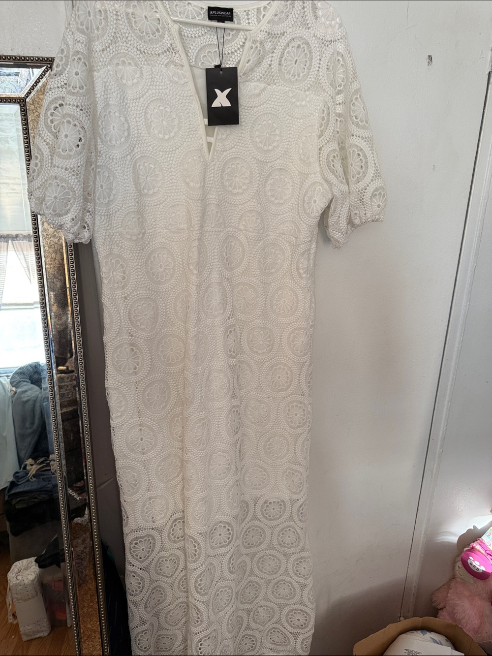 Xhilaration White Crochet Maxi Dress